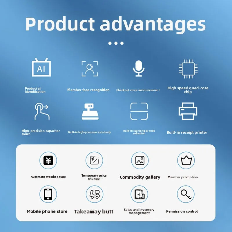 Intelligent identification AI identification new cash register commercial catering all-in-one machine touch screen dual-screen